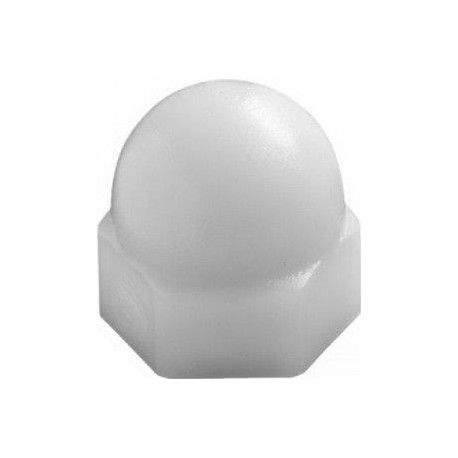 Ecrou polyamide bombé borgne - taille M7 Blanc RAL 9016 qte mini 100